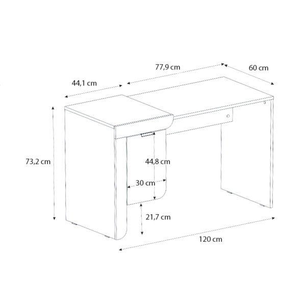 Γραφείο εργασίας Dario Megapap χρώμα sepet oak - λευκό 120x60x73,2εκ. - Image 7