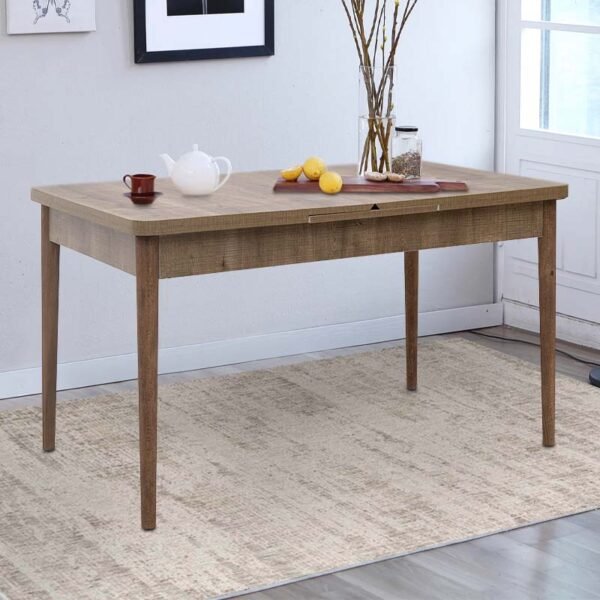 Τραπέζι Bruno Megapap επεκτεινόμενο από MDF/ ξύλο χρώμα ανοιχτό καρυδί 130/168x80x77εκ. - Image 3