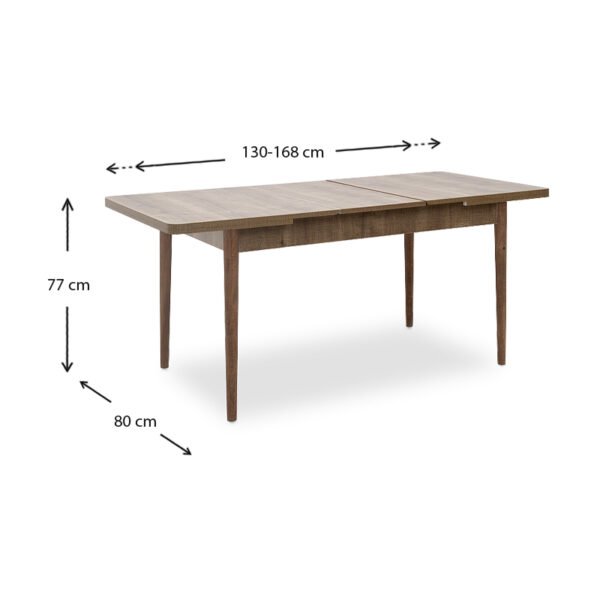Τραπέζι Bruno Megapap επεκτεινόμενο από MDF/ ξύλο χρώμα ανοιχτό καρυδί 130/168x80x77εκ. - Image 8