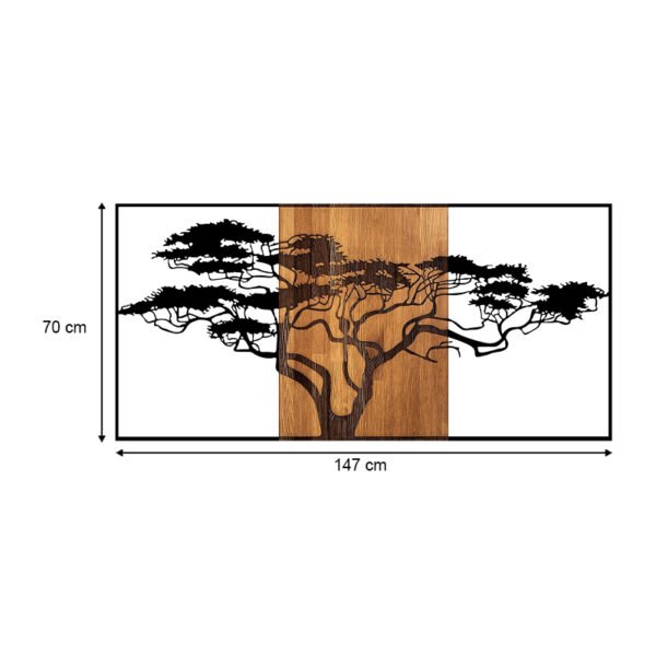 Διακοσμητικό τοίχου Acacia Tree Megapap ξύλινο - μεταλλικό χρώμα καρυδί - μαύρο 147x3x70εκ. - Image 4