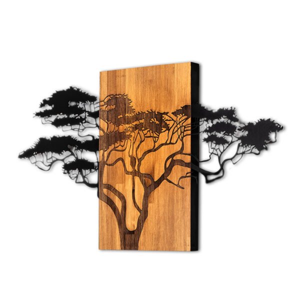 Διακοσμητικό τοίχου Acacia Tree Megapap ξύλινο - μεταλλικό χρώμα καρυδί - μαύρο 144x3x70εκ. - Image 3
