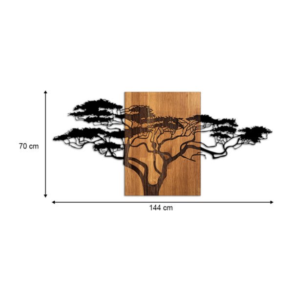 Διακοσμητικό τοίχου Acacia Tree Megapap ξύλινο - μεταλλικό χρώμα καρυδί - μαύρο 144x3x70εκ. - Image 4