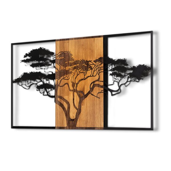 Διακοσμητικό τοίχου Acacia Tree Megapap ξύλινο - μεταλλικό χρώμα καρυδί - μαύρο 90x3x58εκ. - Image 3