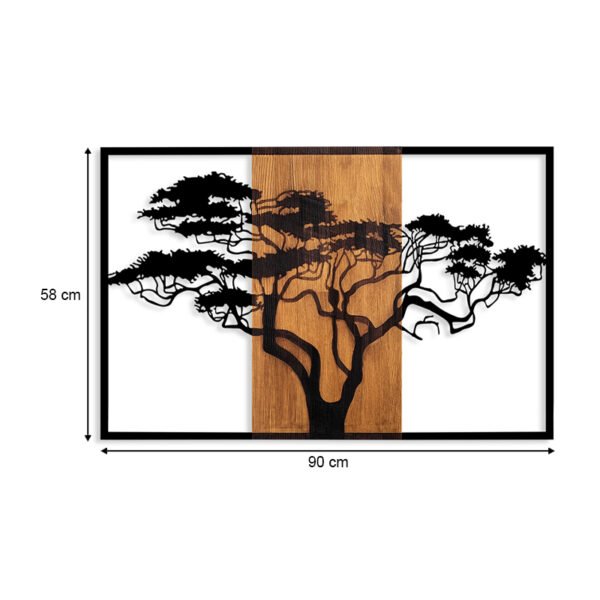 Διακοσμητικό τοίχου Acacia Tree Megapap ξύλινο - μεταλλικό χρώμα καρυδί - μαύρο 90x3x58εκ. - Image 4