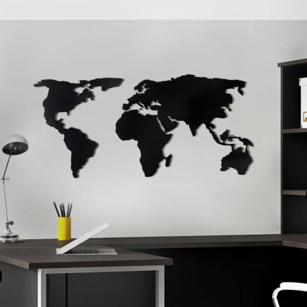 Διακοσμητικό τοίχου World Map Megapap μεταλλικό χρώμα μαύρο 120x60εκ. - Image 2