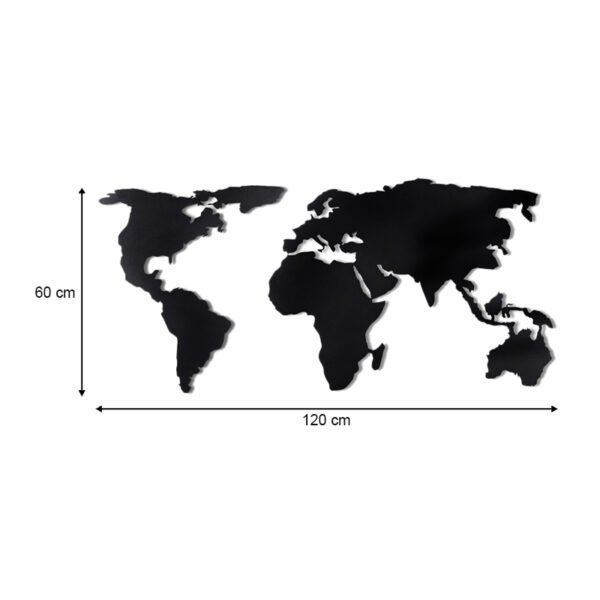 Διακοσμητικό τοίχου World Map Megapap μεταλλικό χρώμα μαύρο 120x60εκ. - Image 3