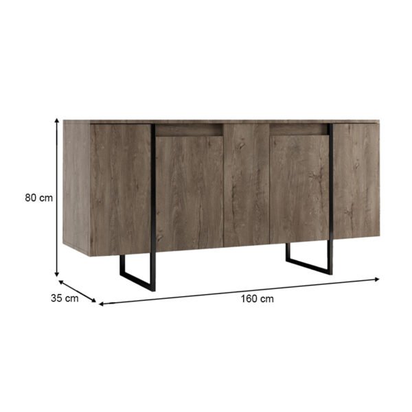 Μπουφές Luxe Megapap χρώμα καρυδί 160x35x80εκ. - Image 5