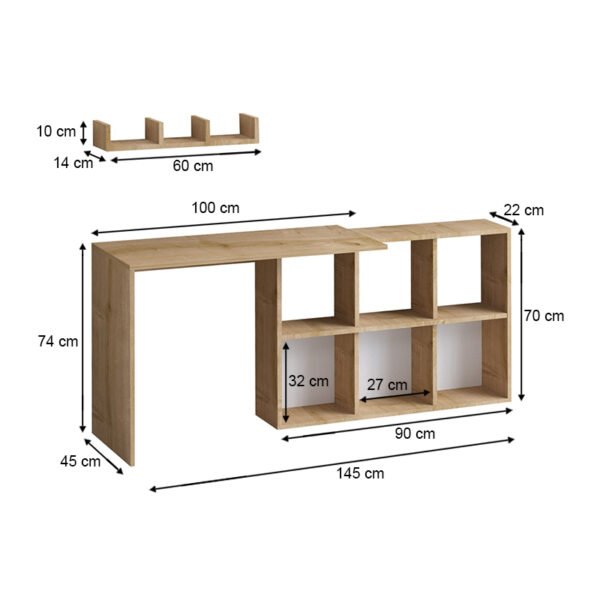 Γραφείο εργασίας Blake Megapap χρώμα φυσικό οξιάς 145x45x74εκ. - Image 4