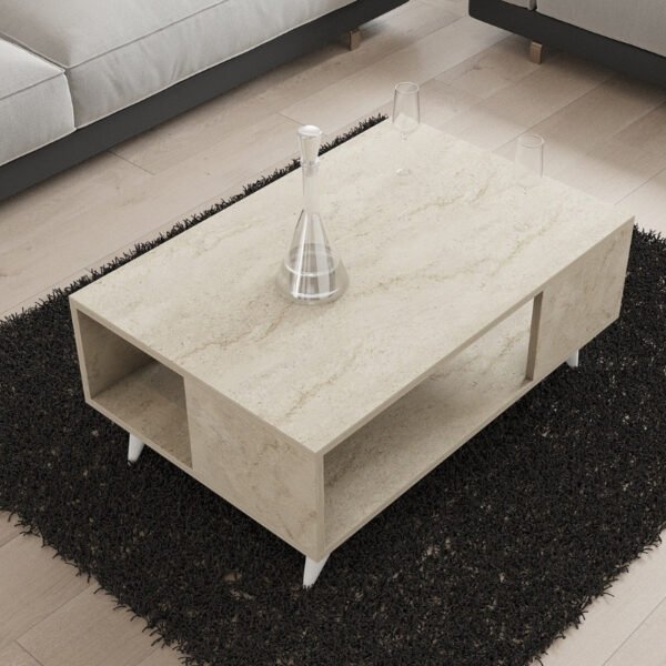 Τραπεζάκι σαλονιού Yuka Megapap χρώμα travertine 90x60x39,5εκ. - Image 2