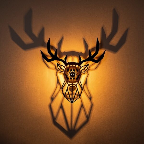 Απλίκα τοίχου Deer Megapap E27 MDF χρώμα μαύρο 55x12x55εκ. - Image 2