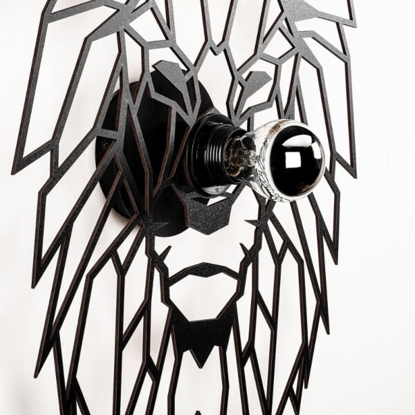 Απλίκα τοίχου Lion Megapap E27 MDF χρώμα μαύρο 39x12x49εκ. - Image 4
