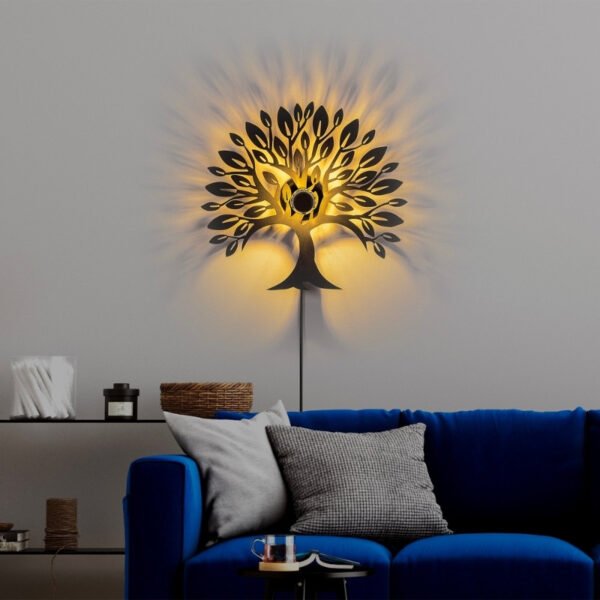 Απλίκα τοίχου Tree Megapap E27 μεταλλική χρώμα μαύρο 50x9x46εκ. - Image 3