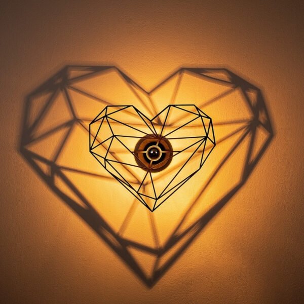 Απλίκα τοίχου Heart Megapap E27 MDF χρώμα μαύρο 47x12x40εκ. - Image 2
