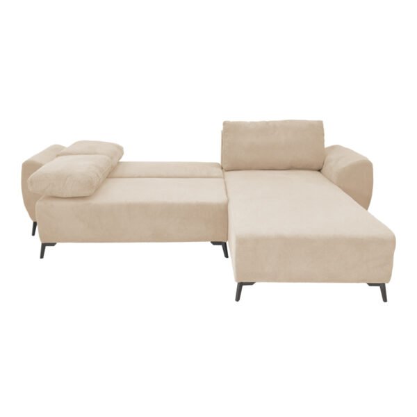 Kαναπές κρεβάτι τριθέσιος αναστρέψιμος Settee pakoworld ύφασμα με αποθηκευτικό χώρο σε μπεζ απόχρωση 286x204x93εκ - Image 2