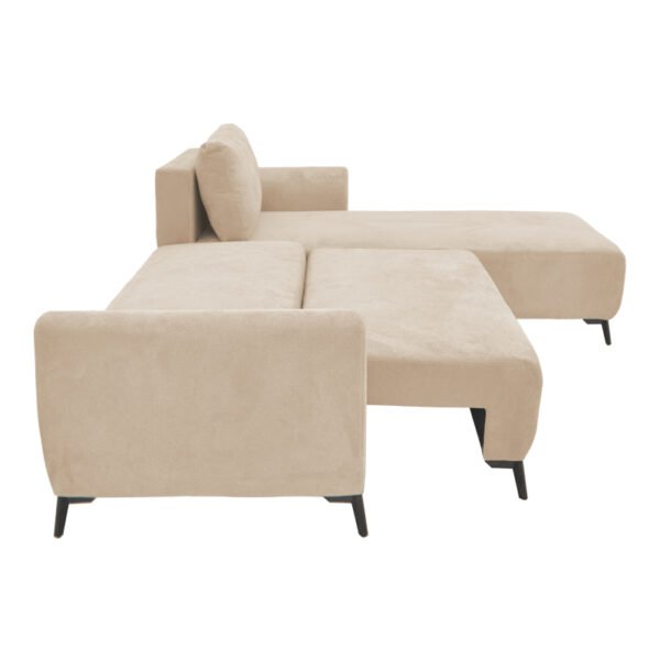 Kαναπές κρεβάτι τριθέσιος αναστρέψιμος Settee pakoworld ύφασμα με αποθηκευτικό χώρο σε μπεζ απόχρωση 286x204x93εκ - Image 4