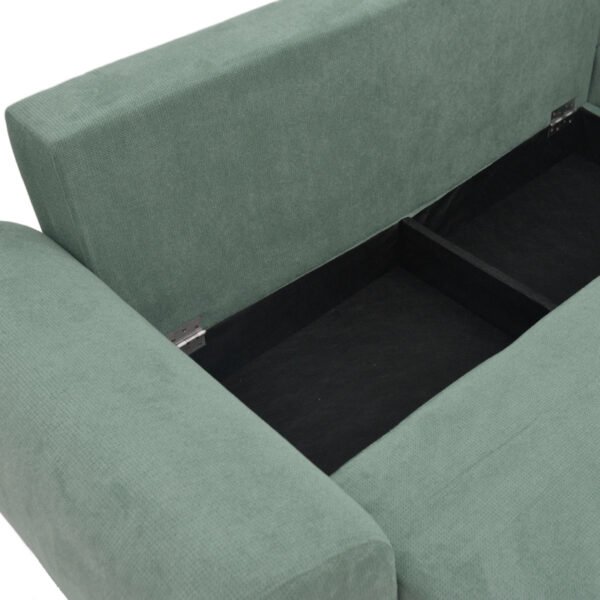 Kαναπές κρεβάτι τριθέσιος αναστρέψιμος Settee pakoworld ύφασμα με αποθηκευτικό χώρο σε μέντα απόχρωση 286x204x93εκ - Image 5