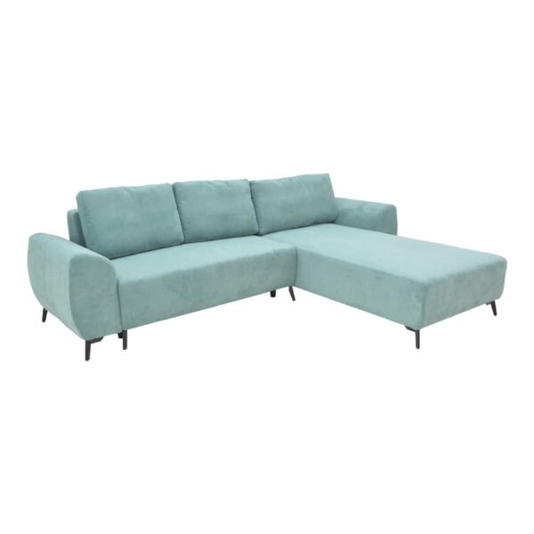 Kαναπές κρεβάτι τριθέσιος αναστρέψιμος Settee House Genius ύφασμα με αποθηκευτικό χώρο σε σιέλ απόχρωση 286x204x93εκ