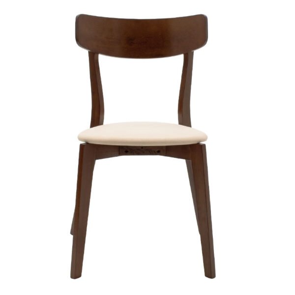 Καρέκλα Toto pakoworld μπεζ ύφασμα-rubberwood καρυδί πόδι - Image 3