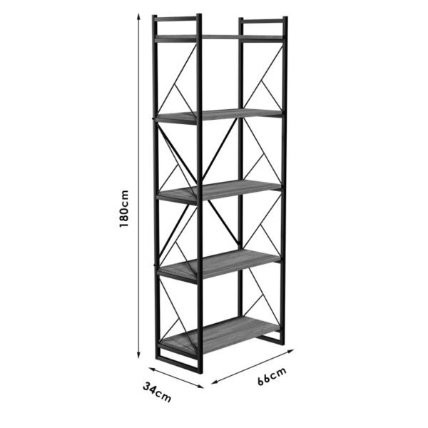 Βιβλιοθήκη Baker pakoworld καρυδί-μαύρο 66x34x180εκ - Image 3
