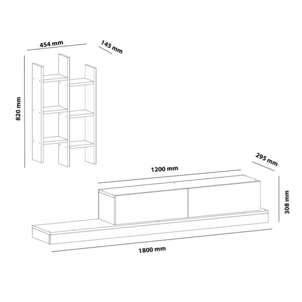 Έπιπλο τηλεόρασης Rumba pakoworld σε λευκή-oak απόχρωση 180x30x31εκ - Image 4