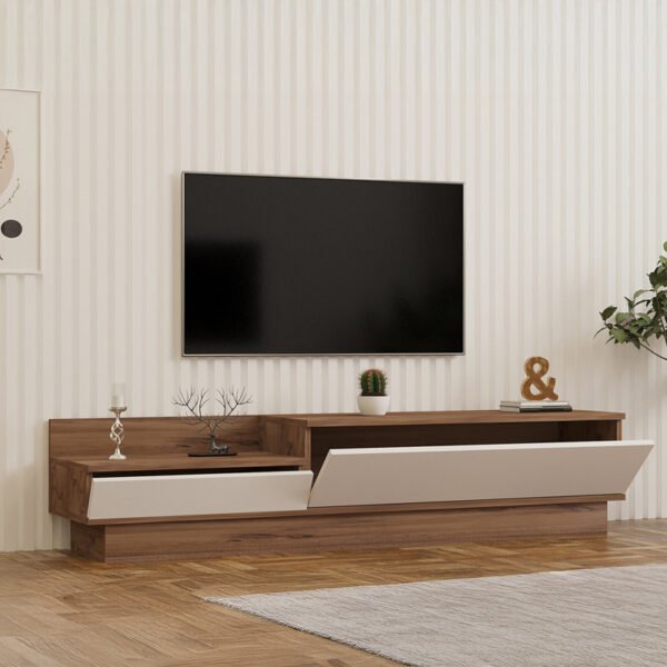 Έπιπλο τηλεόρασης Eclipse pakoworld σε κρεμ-oak απόχρωση 160x35x35εκ - Image 2