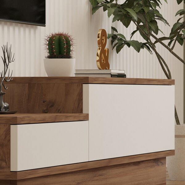 Έπιπλο τηλεόρασης Eclipse pakoworld σε κρεμ-oak απόχρωση 160x35x35εκ - Image 3