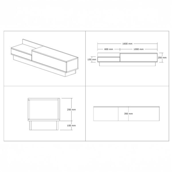 Έπιπλο τηλεόρασης Eclipse pakoworld σε κρεμ-oak απόχρωση 160x35x35εκ - Image 5