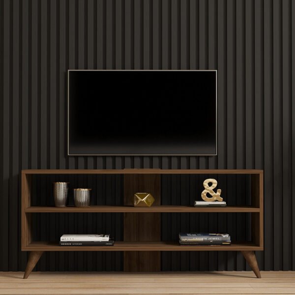 Έπιπλο τηλεόρασης Prestige pakoworld σε καρυδί απόχρωση 120x29,6x50εκ - Image 2