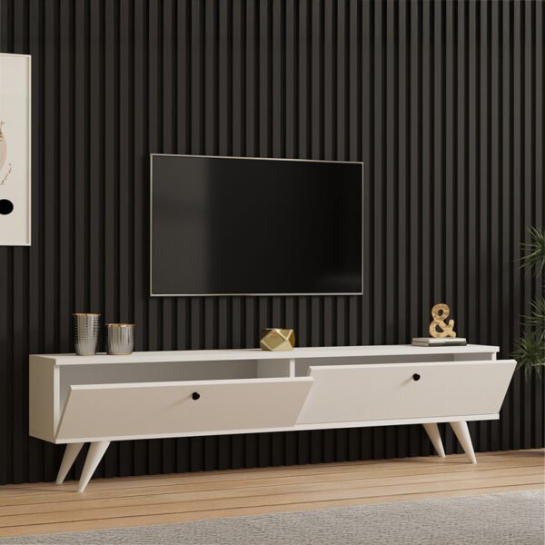 Έπιπλο τηλεόρασης Jate pakoworld σε λευκή απόχρωση 160x25x40εκ - Image 2