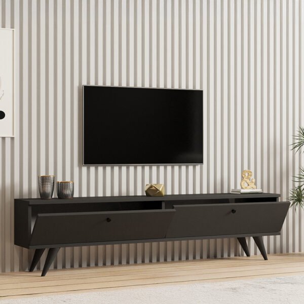 Έπιπλο τηλεόρασης Jate pakoworld σε ανθρακί απόχρωση 160x25x40εκ - Image 2