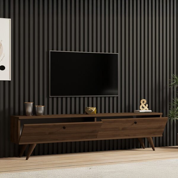 Έπιπλο τηλεόρασης Jate pakoworld σε καρυδί απόχρωση 160x25x40εκ - Image 2