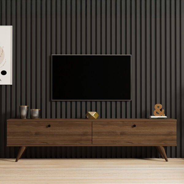 Έπιπλο τηλεόρασης Jate pakoworld σε καρυδί απόχρωση 160x25x40εκ - Image 3
