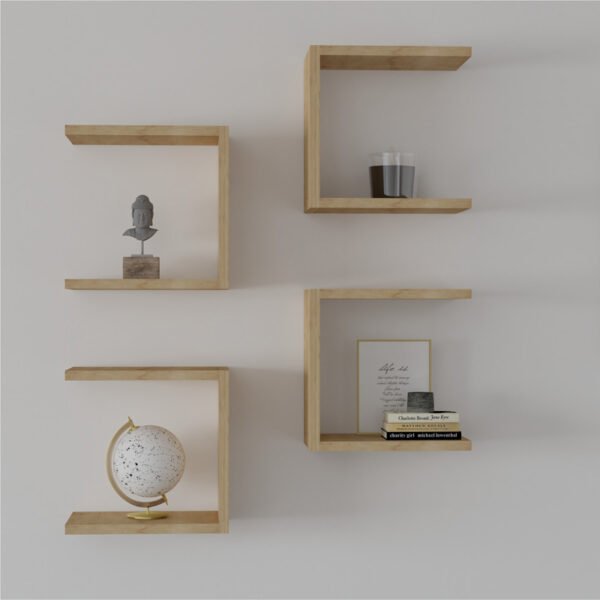 Ραφιέρα τοίχου Perari pakoworld 4τεμ.σε oak  απόχρωση 30x19.6x30εκ - Image 2