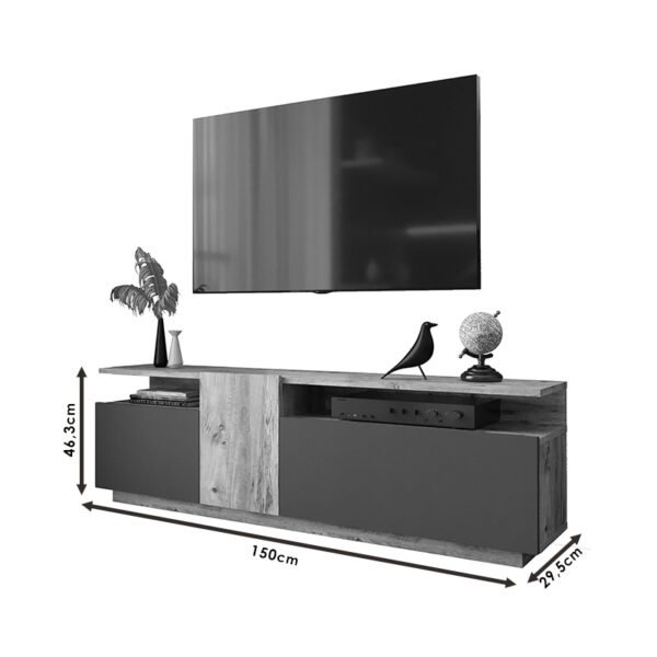 Έπιπλο τηλεόρασης Elana pakoworld sonoma-ανθρακί 150x29.5x46.3εκ - Image 5