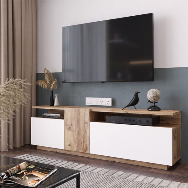 Έπιπλο τηλεόρασης Elana pakoworld sonoma-λευκό 150x29.5x46.3εκ - Image 3