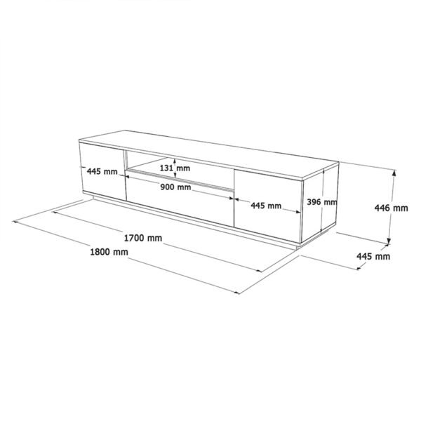 Έπιπλο τηλεόρασης Soren pakoworld sonoma-λευκό 180x.44.5x44.6εκ - Image 5
