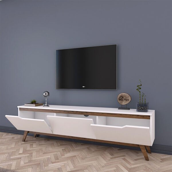 Έπιπλο τηλεόρασης Kasandra pakoworld λευκό-καρυδί 180x35x48,5εκ - Image 2