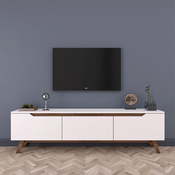 Έπιπλο τηλεόρασης Kasandra pakoworld λευκό-καρυδί 180x35x48,5εκ - Image 3
