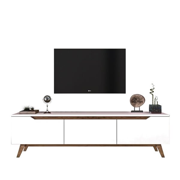 Έπιπλο τηλεόρασης Kasandra pakoworld λευκό-καρυδί 180x35x48,5εκ - Image 4
