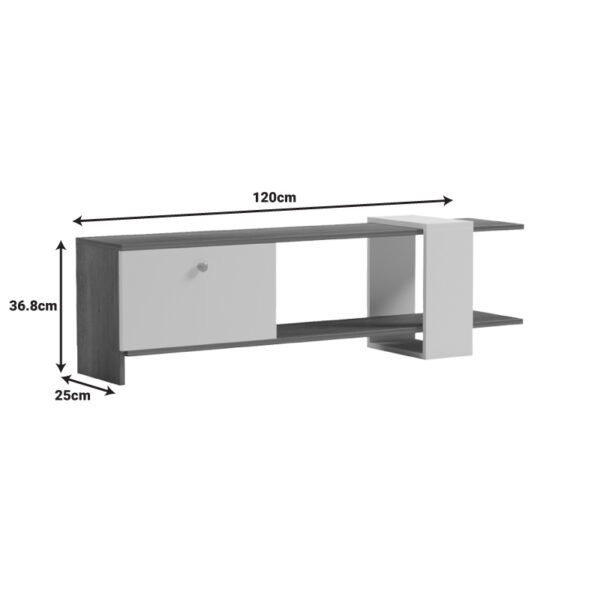 Έπιπλο τηλεόρασης Standi pakoworld σε sonoma-γκρι cement απόχρωση 120x25x36.8εκ - Image 5