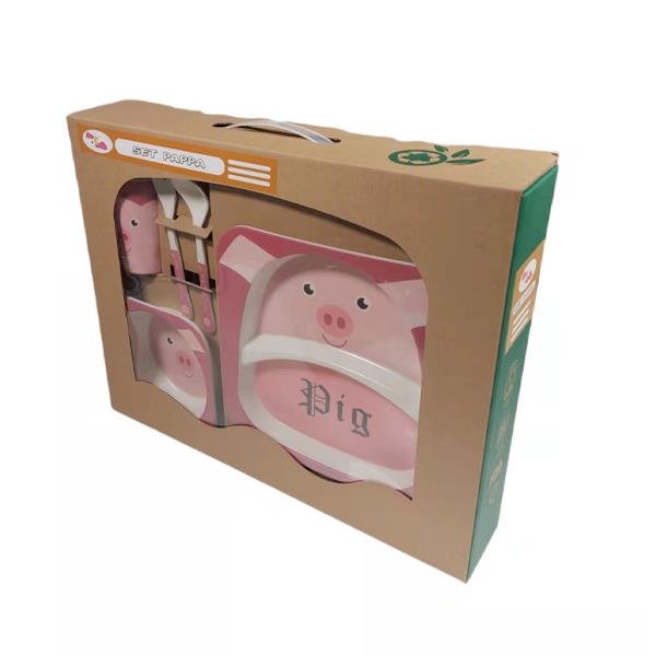 Σετ φαγητού 5 τμχ από bamboo «Pig»