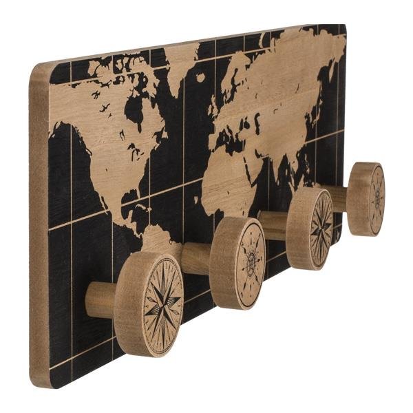Κρεμάστρα με 4 θέσεις ξύλινη "World" Υ13x39,5εκ.