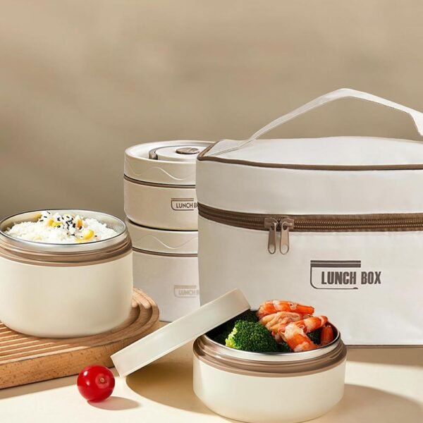 Σετ 4 lunch box inox - θερμική τσάντα 2.080ml