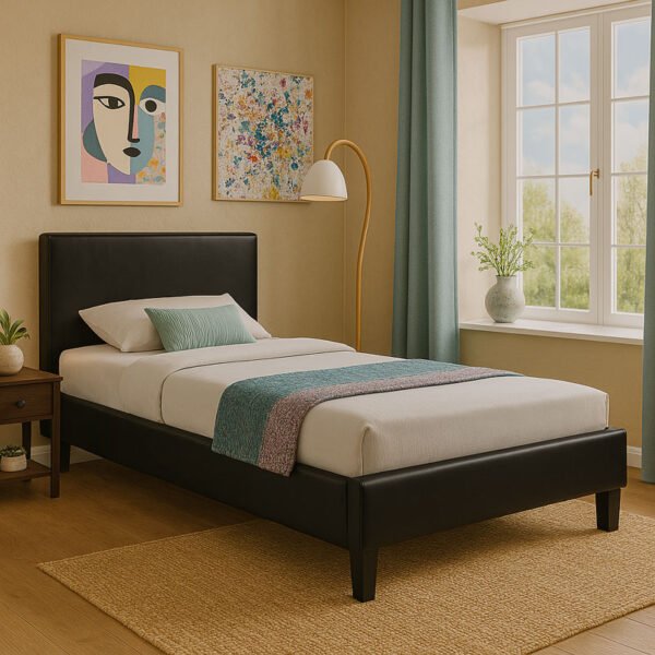Κρεβάτι Nevil House Genius 100x200 PU χρώμα μαύρο ματ - Image 2