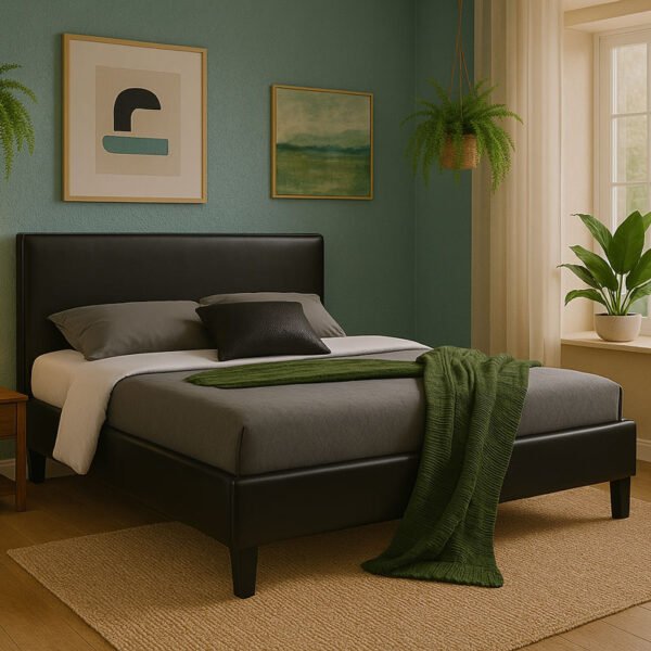 Κρεβάτι Nevil House Genius 150x200 PU χρώμα μαύρο ματ - Image 2