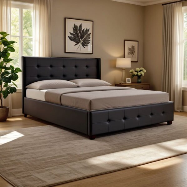 Κρεβάτι Roi House Genius 160x200 PU μαύρο ματ + αποθηκευτικό χώρο - Image 2