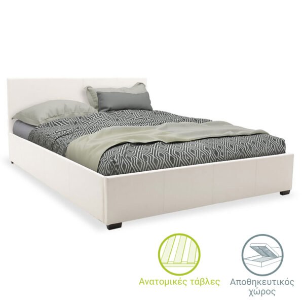 Κρεβάτι Norse House Genius  pu λευκό με αποθηκευτικό χώρο 160x200εκ
