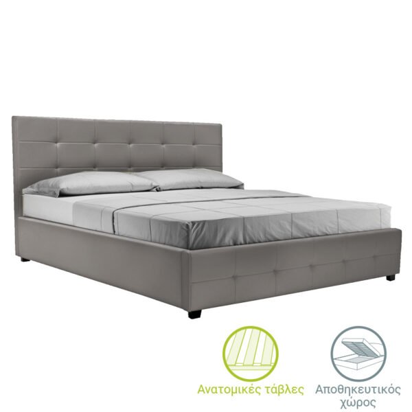 Κρεβάτι Roi House Genius με αποθηκευτικό χώρο pu γκρι ματ 160x200εκ