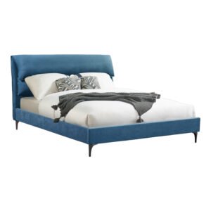 Κρεβάτι Aryna House Genius ύφασμα σε πετρόλ απόχρωση 160x200εκ