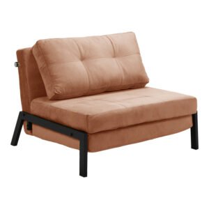 Πολυθρόνα-κρεβάτι Fancy House Genius βελούδο σε σάπιο μήλο απόχρωση και πόδι μαύρο μέταλλο 95x98x70εκ